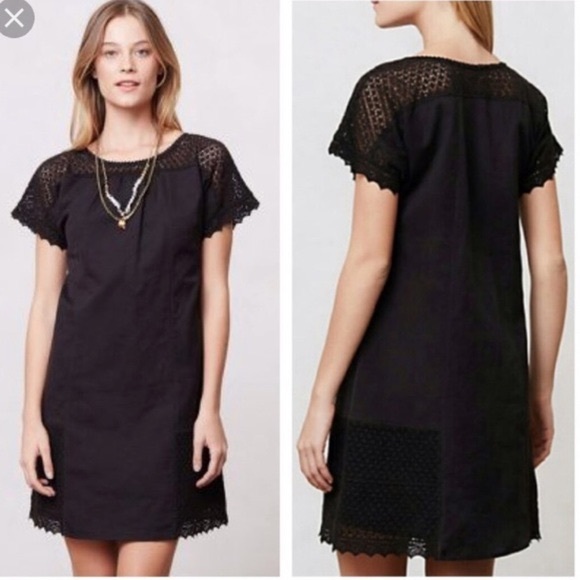 Anthropologie Dresses & Skirts - Anthropologie little black dress w/ crochet detail